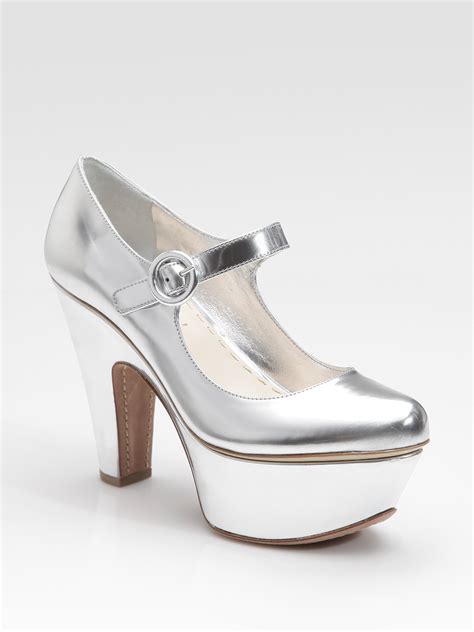 prada silver mary janes